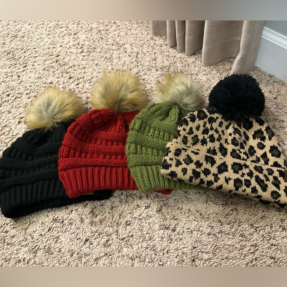 Set of 4 CC Pom Pom beanies